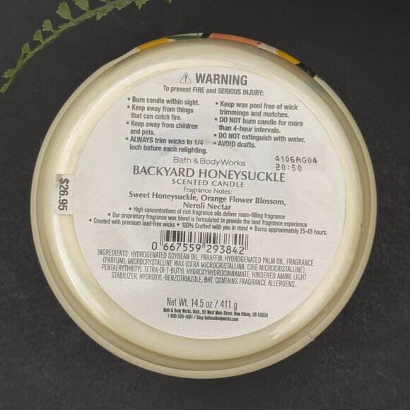 BBW Backyard Honeysuckle Bath & Body Works 3 Wick Candle - Picture 10 of 10